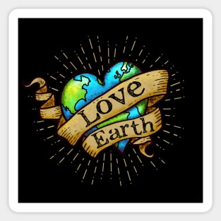 Love Earth - Hipster, Tattoo Earth Heart Sticker